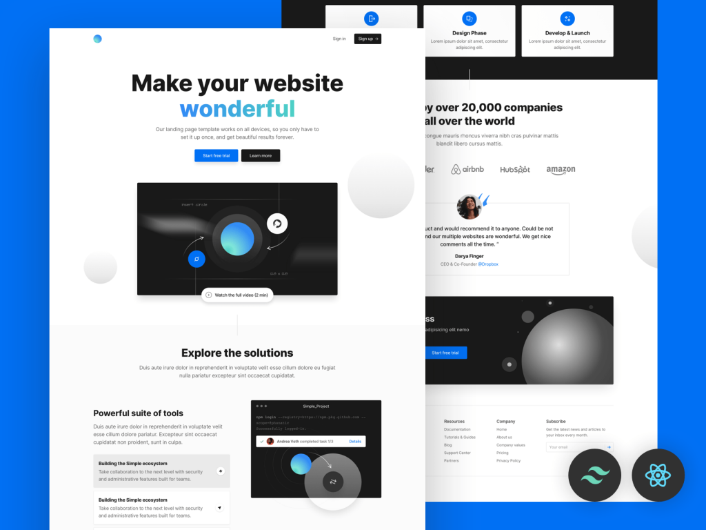 Landing Page - make your website wonderful